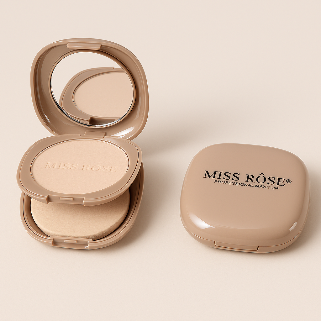 Miss Rose Pink Metallic Mirror Dual Compact Powder With 2 Shades