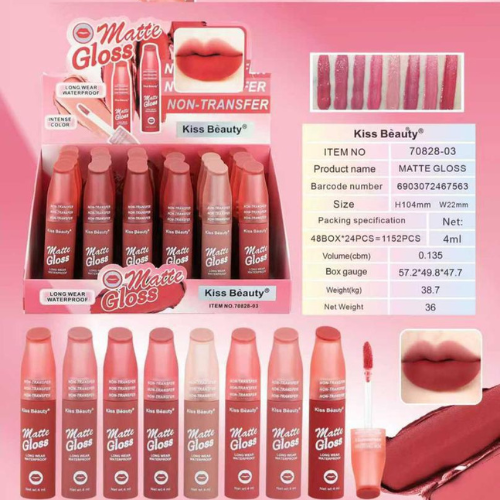 Kiss Beauty Matte Gloss (Pack of 8)