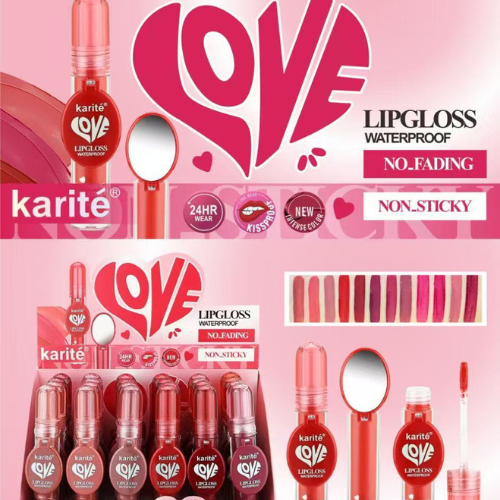 LIP GLOSS WATERPROOF LOVE – KARITÉ (Pack of 6)