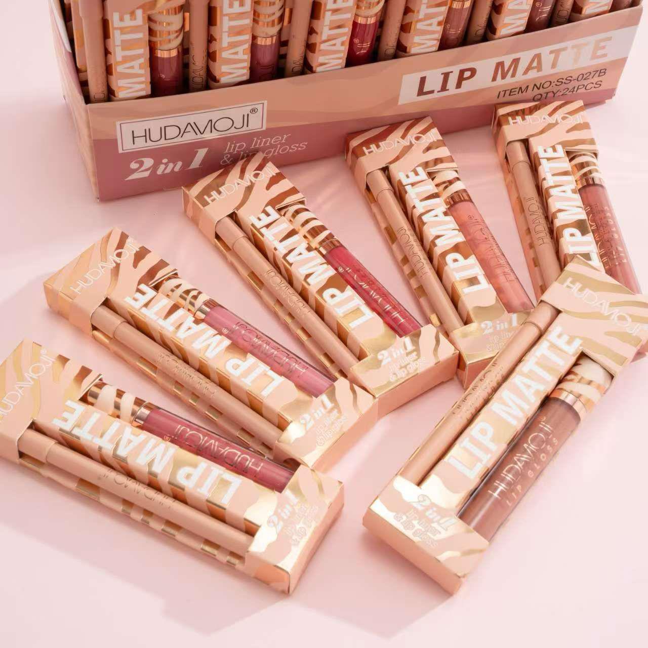 Hudamoji Lip Gloss + Lip Pencil – The Perfect Duo for Luscious Lips